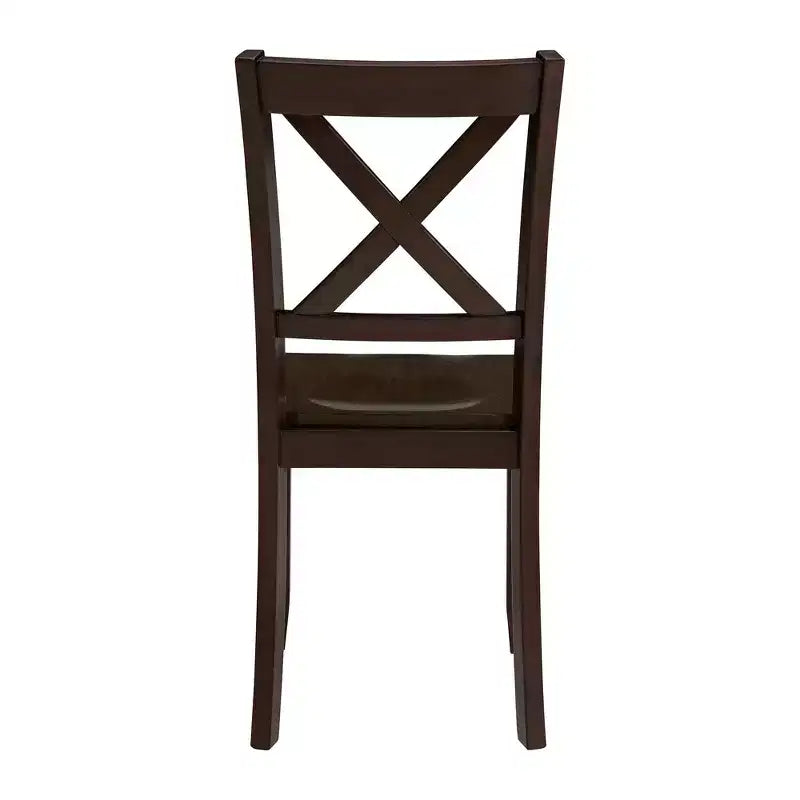 Sillas de comedor de madera ROME + OAK X-Back Farmhouse para cocina en marrón oscuro, juego de 4