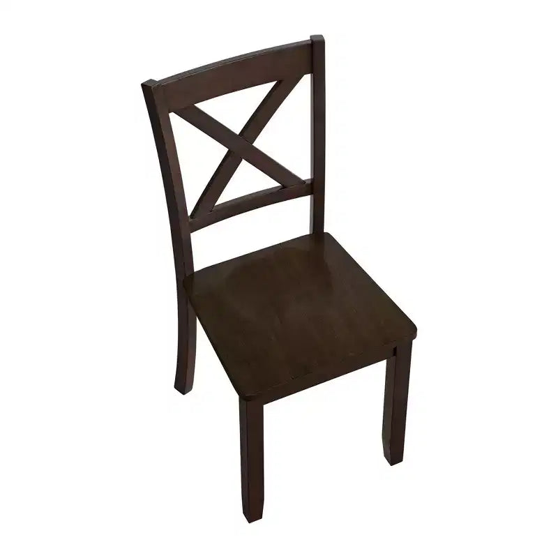Sillas de comedor de madera ROME + OAK X-Back Farmhouse para cocina en marrón oscuro, juego de 4