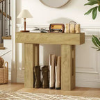Mesa consola HOMCOM, mesa de sofá estrecha detrás del sofá, mesa de entrada de estilo rústico para sala de estar, pasillo, entrada, roble