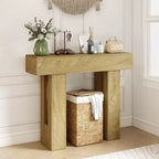 Mesa consola HOMCOM, mesa de sofá estrecha detrás del sofá, mesa de entrada de estilo rústico para sala de estar, pasillo, entrada, roble