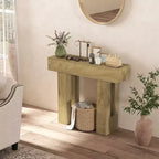 Mesa consola HOMCOM, mesa de sofá estrecha detrás del sofá, mesa de entrada de estilo rústico para sala de estar, pasillo, entrada, roble