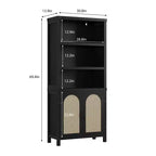 Estanterías de estilo rústico y estanterías con puerta, estanterías de 70 pulgadas de alto con tres niveles de almacenamiento abierto, para el hogar, la oficina, la sala de estar, 2 unidades, color negro