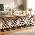 Costway Mesa Consola Industrial de 55" con Estructura de Metal Sólido y Almacenamiento, Mesa de Sofá Rústica