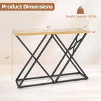 Costway Mesa Consola Industrial de 55" con Estructura de Metal Sólido y Almacenamiento, Mesa de Sofá Rústica