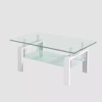 Divertida marca de juguetes Mesa de centro de cristal templado, mesa de centro de 2 capas para sala de estar