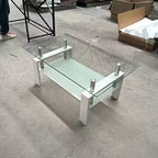 Divertida marca de juguetes Mesa de centro de cristal templado, mesa de centro de 2 capas para sala de estar