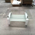 Divertida marca de juguetes Mesa de centro de cristal templado, mesa de centro de 2 capas para sala de estar