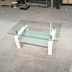 Divertida marca de juguetes Mesa de centro de cristal templado, mesa de centro de 2 capas para sala de estar