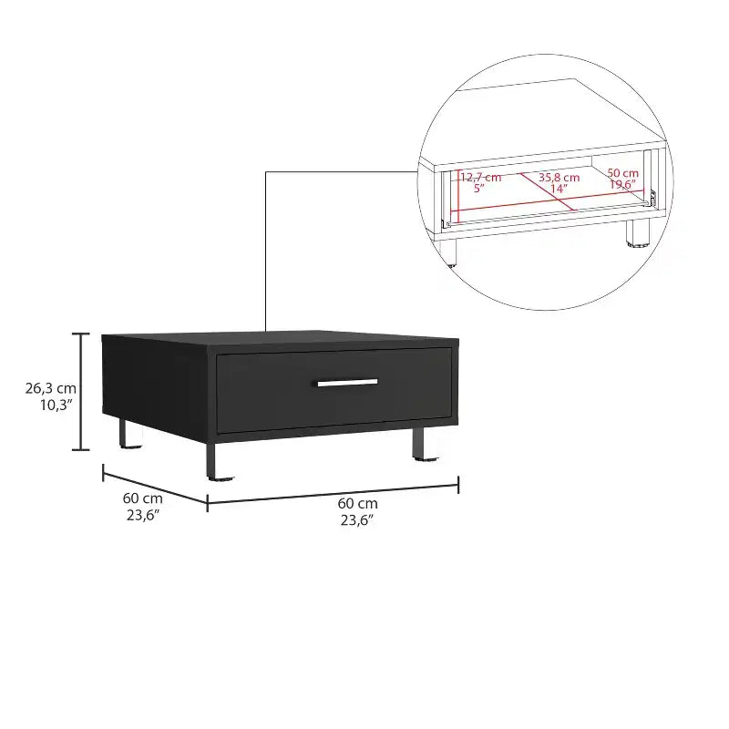 Divertida marca de juguetes Beijing Coffee Table, un cajón, cuatro patas -negro
