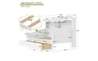Cama Diván Doble con Cajones de Almacenamiento y Estantes en el Cabecero, Estructura de Cama de Madera, Blanca