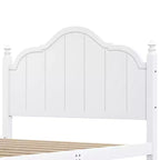 Estructura de cama Queen con cabecero, cama de plataforma de madera vintage con soporte de listones, blanco