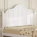 Estructura de cama Queen con cabecero, cama de plataforma de madera vintage con soporte de listones, blanco