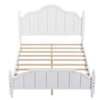 Estructura de cama Queen con cabecero, cama de plataforma de madera vintage con soporte de listones, blanco