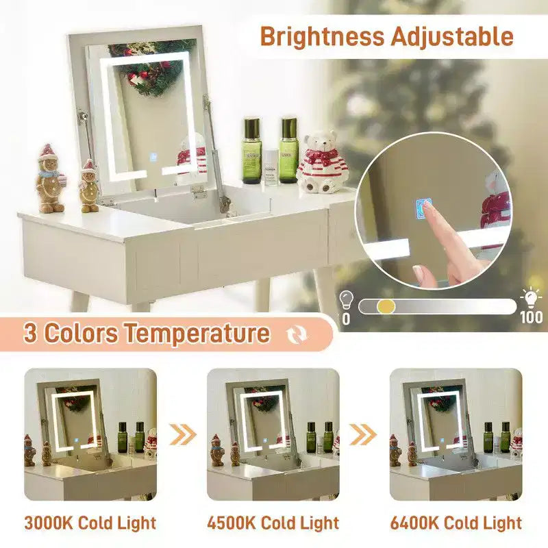 Juego de tocador blanco con LED