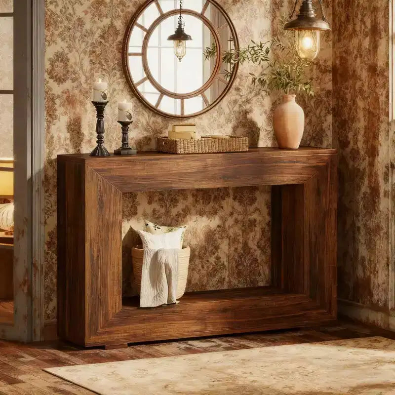 JVNOXK 47 Mesa auxiliar de madera rústica estilo granja