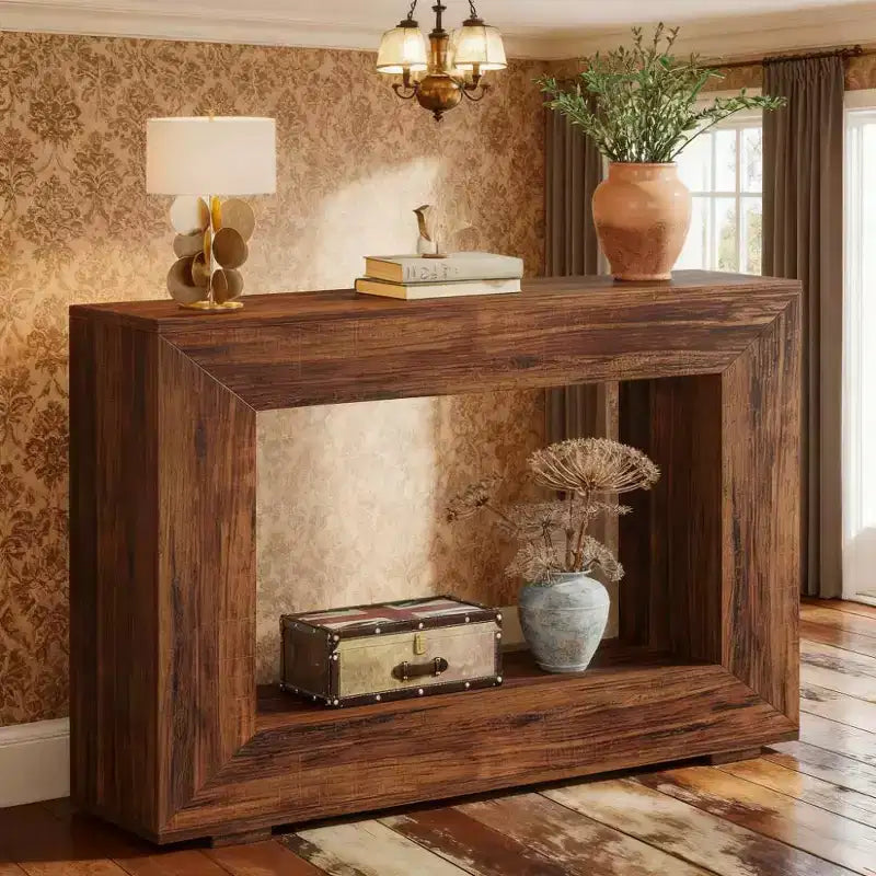 JVNOXK 47 Mesa auxiliar de madera rústica estilo granja