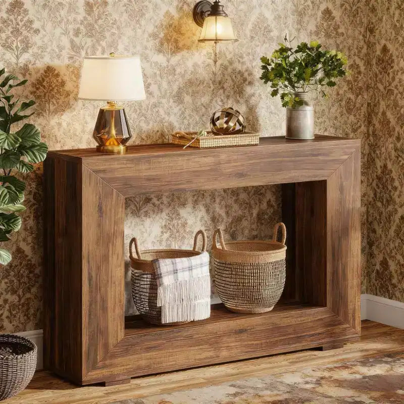 JVNOXK 47 Mesa auxiliar de madera rústica estilo granja
