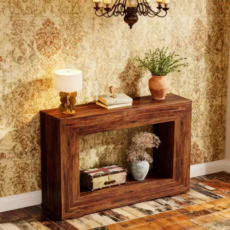 JVNOXK 47 Mesa auxiliar de madera rústica estilo granja