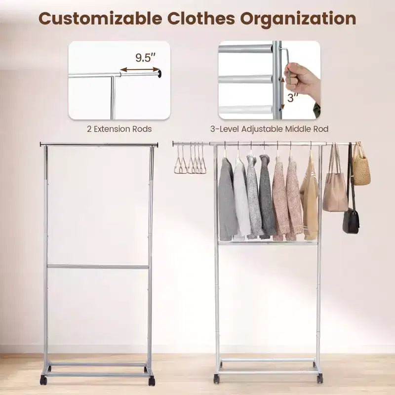 Costway Burro de ropa, perchero extensible para colgar ropa, para vestidor
