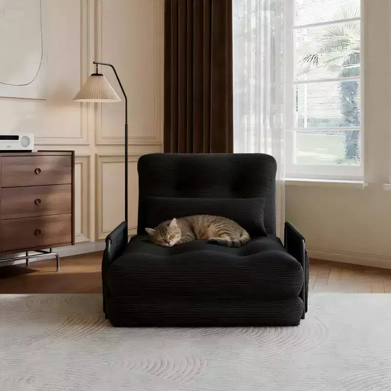 Sofá cama plegable individual ALAULM, sofá cama plegable 2 en 1 con almohadas, respaldo, reposabrazos y bolsa de almacenamiento ajustables