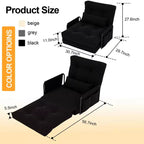 Sofá cama plegable individual ALAULM, sofá cama plegable 2 en 1 con almohadas, respaldo, reposabrazos y bolsa de almacenamiento ajustables