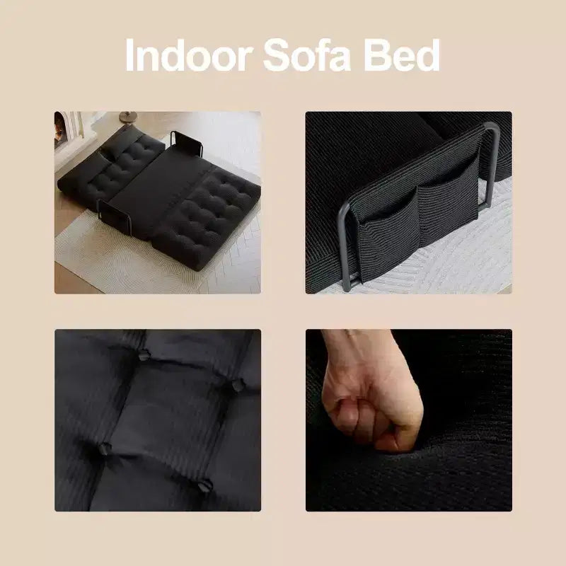 Sofá cama plegable individual ALAULM, sofá cama plegable 2 en 1 con almohadas, respaldo, reposabrazos y bolsa de almacenamiento ajustables
