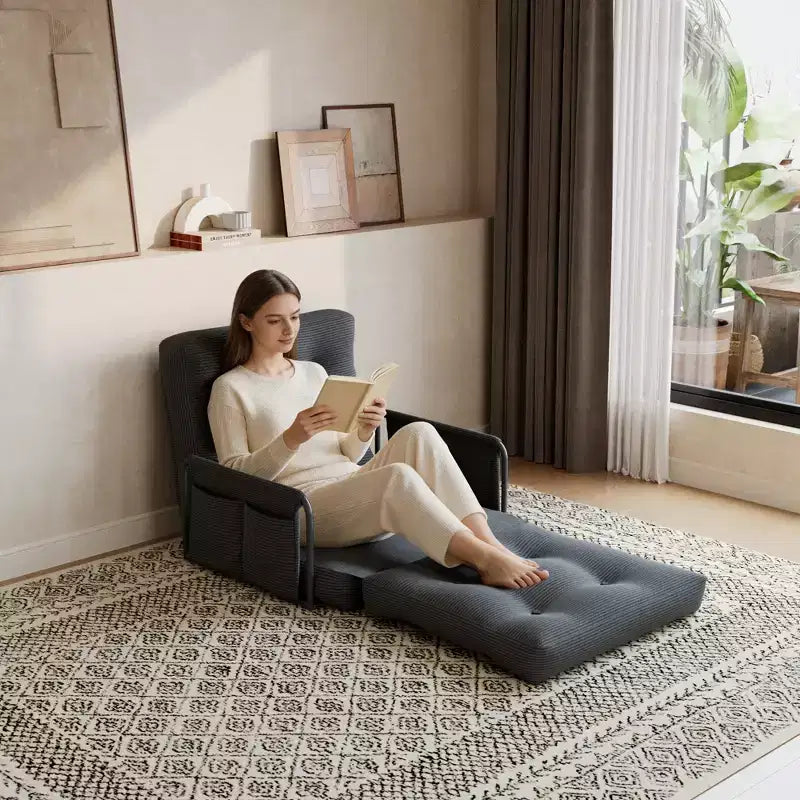 Sofá cama plegable individual ALAULM, sofá cama plegable 2 en 1 con almohadas, respaldo, reposabrazos y bolsa de almacenamiento ajustables