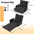 Sofá cama plegable individual ALAULM, sofá cama plegable 2 en 1 con almohadas, respaldo, reposabrazos y bolsa de almacenamiento ajustables
