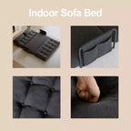 Sofá cama plegable individual ALAULM, sofá cama plegable 2 en 1 con almohadas, respaldo, reposabrazos y bolsa de almacenamiento ajustables