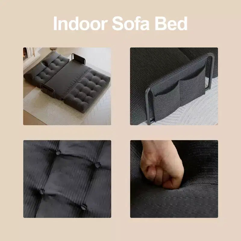 Sofá cama plegable individual ALAULM, sofá cama plegable 2 en 1 con almohadas, respaldo, reposabrazos y bolsa de almacenamiento ajustables
