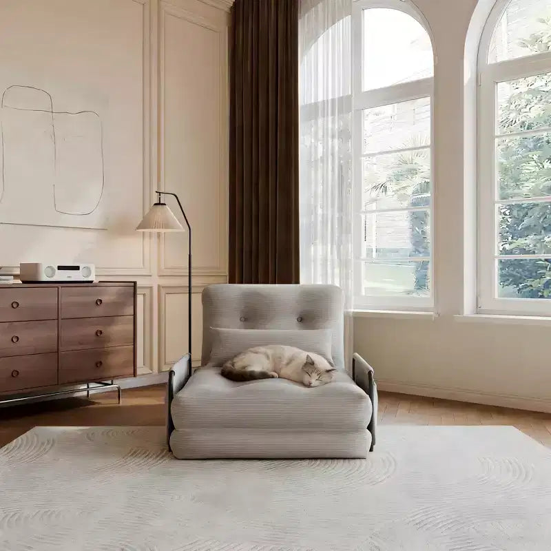 Sofá cama plegable individual ALAULM, sofá cama plegable 2 en 1 con almohadas, respaldo, reposabrazos y bolsa de almacenamiento ajustables