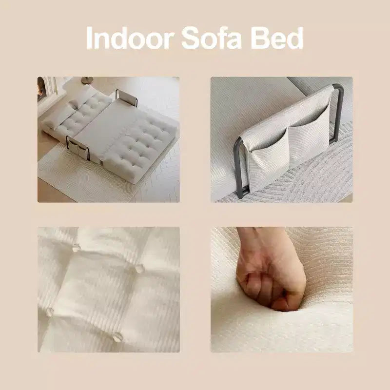 Sofá cama plegable individual ALAULM, sofá cama plegable 2 en 1 con almohadas, respaldo, reposabrazos y bolsa de almacenamiento ajustables