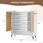 Zapatero Grande con Puertas, Organizador de Zapatos de Madera de 6 Niveles con Estantes Ajustables y Ganchos, Zapatero de Entrada de 3 Puertas para más de 30 Pares