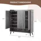 Zapatero Grande con Puertas, Organizador de Zapatos de Madera de 6 Niveles con Estantes Ajustables y Ganchos, Zapatero de Entrada de 3 Puertas para más de 30 Pares