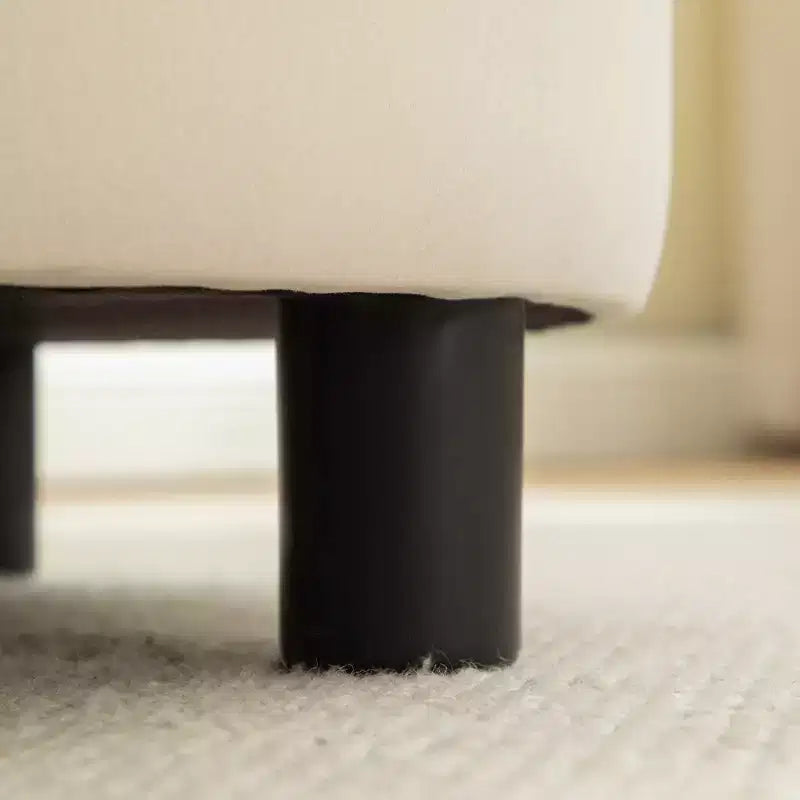 GDFStudio Fabian Modern Wooden Fleece Upholstered Round Ottoman With Reversible Lid and Hand-Pulled Buckle