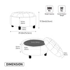 GDFStudio Fabian Modern Wooden Fleece Upholstered Round Ottoman With Reversible Lid and Hand-Pulled Buckle