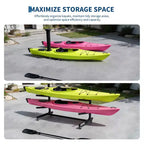 Estante resistente y autónomo para kayak con ruedas, soporte de almacenamiento ajustable para garaje y exteriores, apto para canoas, SUP y tablas de surf