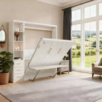 GDFStudio Wallis Modern Wood Murphy Bed with Desk and Side Storage Cabinets