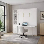 GDFStudio Wallis Modern Wood Murphy Bed with Desk and Side Storage Cabinets