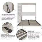 GDFStudio Wallis Modern Wood Murphy Bed with Desk and Side Storage Cabinets