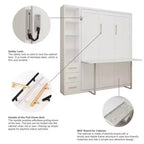 GDFStudio Wallis Modern Wood Murphy Bed with Desk and Side Storage Cabinets
