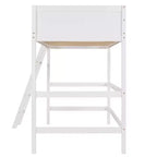 Luxystar Cama Alta Moderna de Madera Doble con Escalera y Barandillas, Blanca