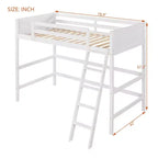 Luxystar Cama Alta Moderna de Madera Doble con Escalera y Barandillas, Blanca