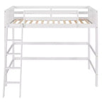 Luxystar Cama Alta Moderna de Madera Doble con Escalera y Barandillas, Blanca