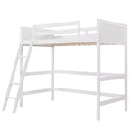 Luxystar Cama Alta Moderna de Madera Doble con Escalera y Barandillas, Blanca