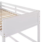 Luxystar Cama Alta Moderna de Madera Doble con Escalera y Barandillas, Blanca