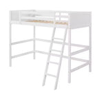 Luxystar Cama Alta Moderna de Madera Doble con Escalera y Barandillas, Blanca