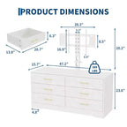 Mueble para TV con Soporte Ajustable y 6 Cajones, Centro de Entretenimiento para TVs de 32-80 pulgadas, Consola Multimedia para Dormitorio o Sala de Estar