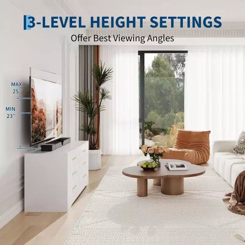 Mueble para TV con Soporte Ajustable y 6 Cajones, Centro de Entretenimiento para TVs de 32-80 pulgadas, Consola Multimedia para Dormitorio o Sala de Estar