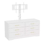 Mueble para TV con Soporte Ajustable y 6 Cajones, Centro de Entretenimiento para TVs de 32-80 pulgadas, Consola Multimedia para Dormitorio o Sala de Estar